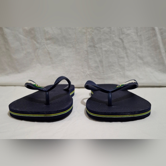 Havaianas Women's Brazil Logo Navy Flip Flops Size 9.5 To 10 41-42 - Picture 2 of 8